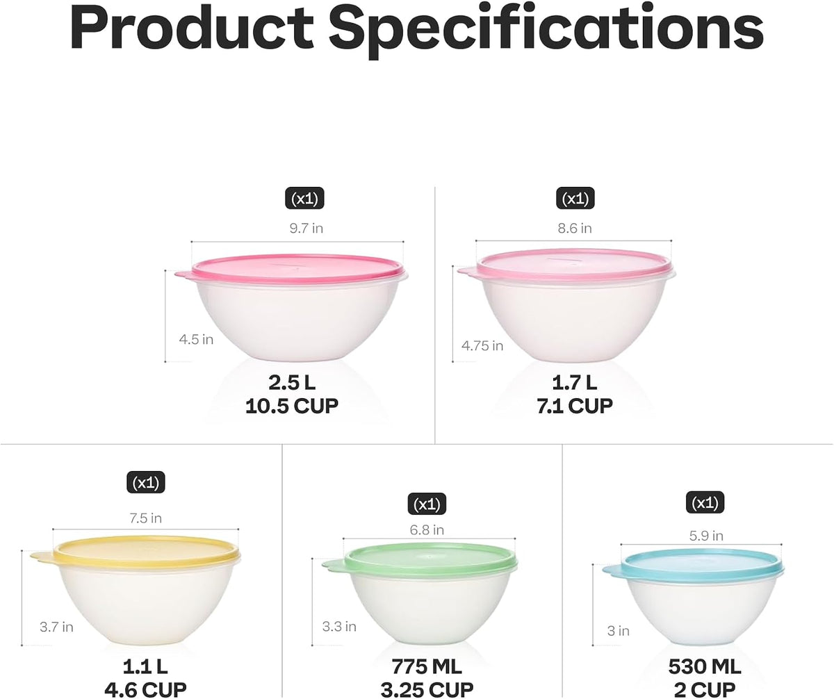 Tupperware Wonderlier - Juego de 10 piezas pastel vintage (5 cuencos + 5