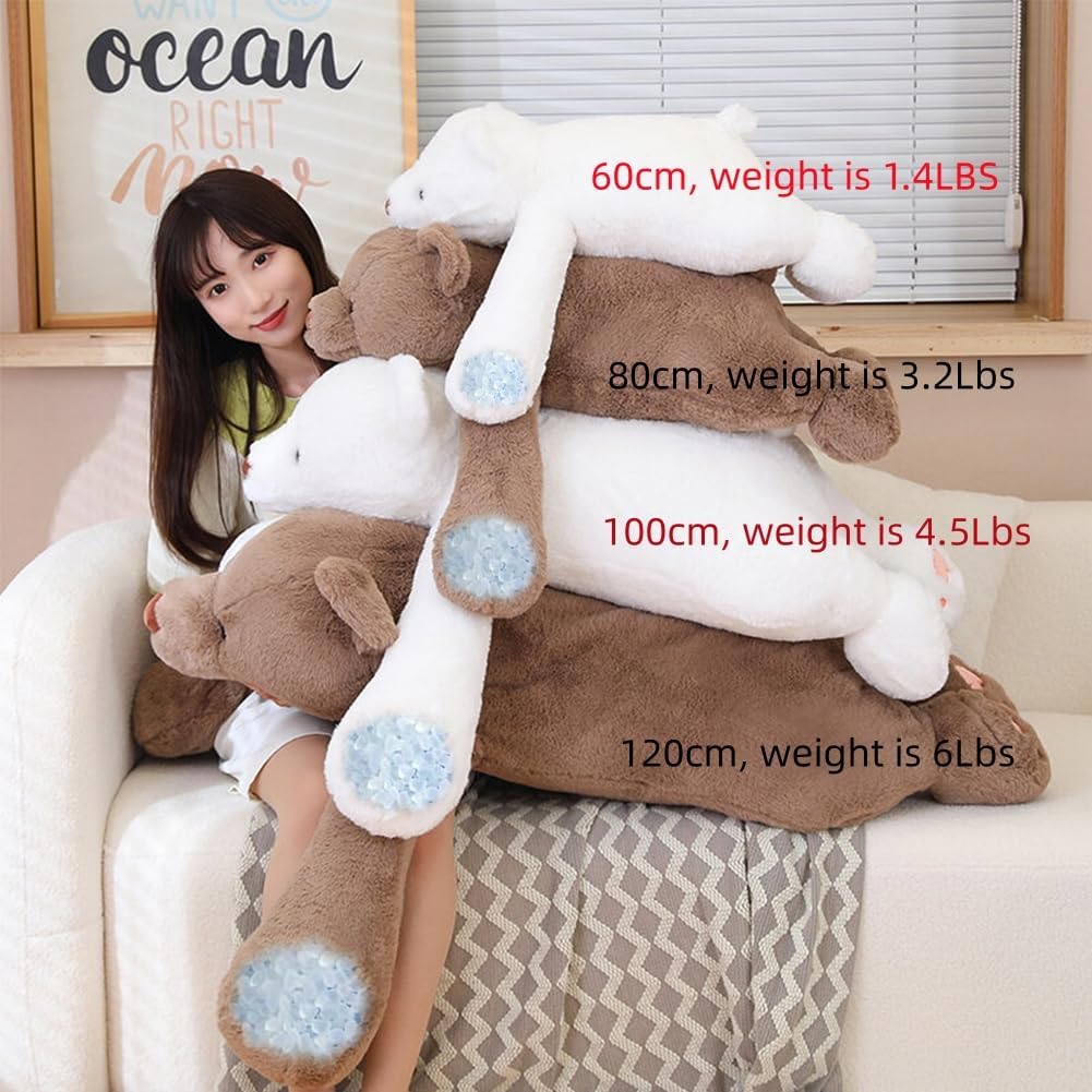 SNOWOLF Animales de peluche de oso con peso grandes, almohada decorativa de felpa de oso blanco de 31.5", peluche súper lindo kawaii de oso polar, juguetes de abrazo, regalos para niños, niñas y
