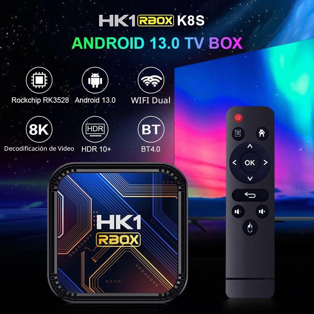 Android 13.0 TV Box, Android Box 2026 con 3D 8K 4GB RAM 32GB ROM RK3528