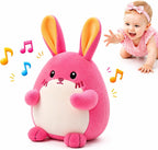 Juguete musical de conejo rosa para bebé, regalo adorable para