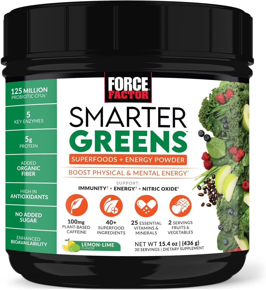 FORCE FACTOR Smarter Greens Superfoods + polvo energético para aume...