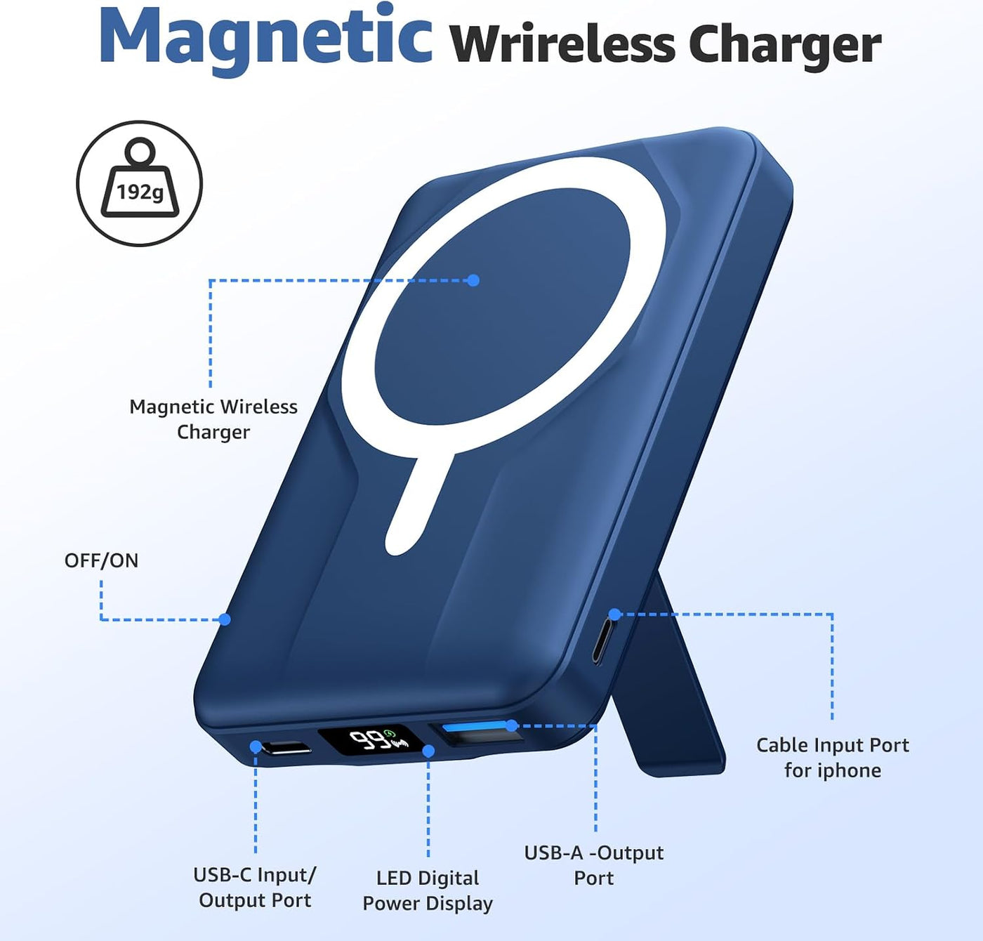 Azmuth Banco de energía magnético, 10000 mAh para batería MagSafe,...