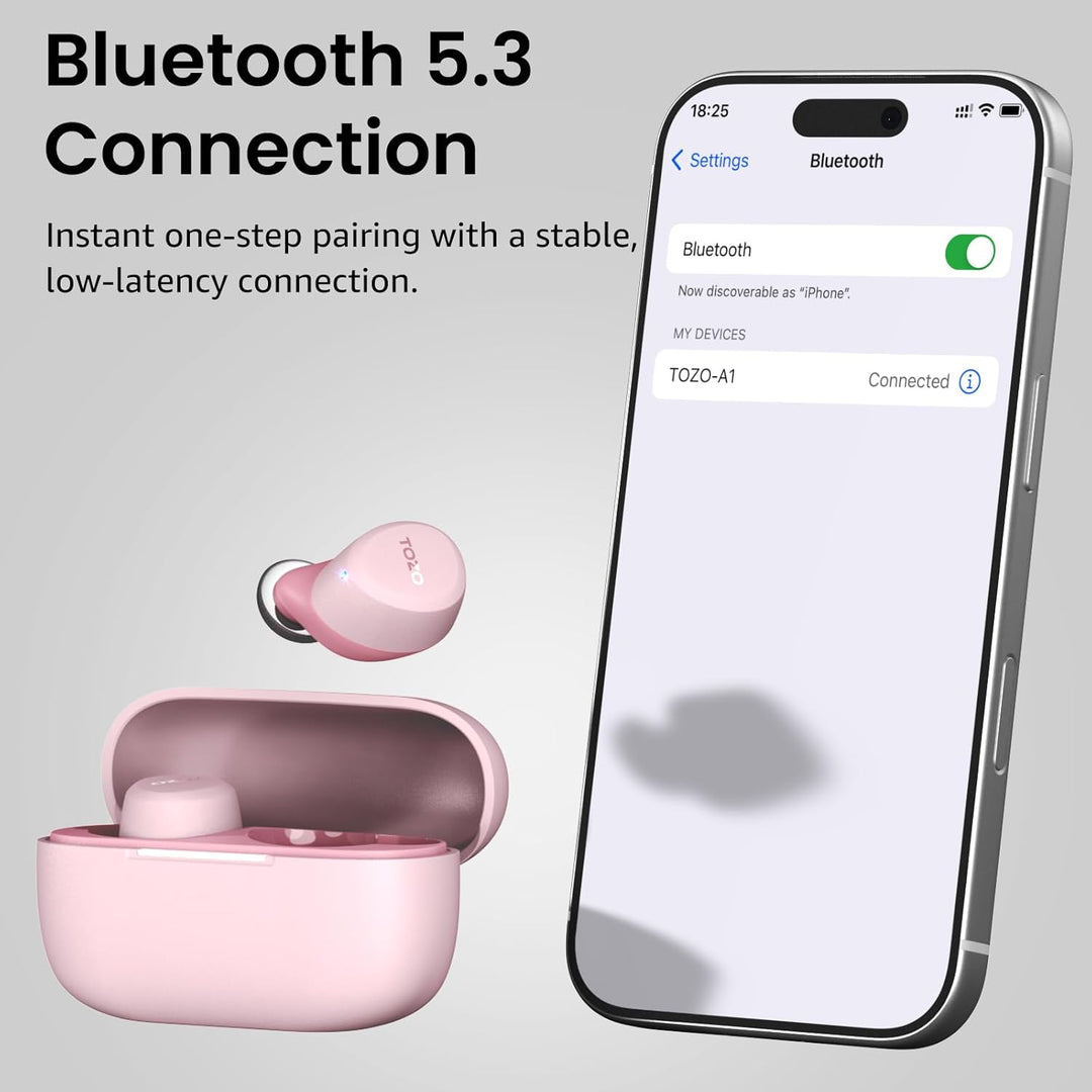 TOZO Auriculares inalámbricos A1 Bluetooth 5.3 de peso ligero en el...