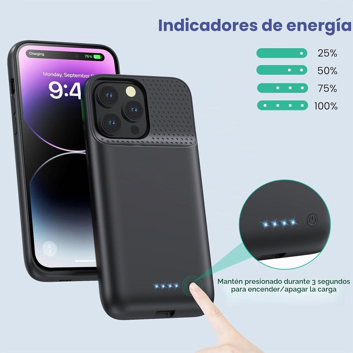 Pxwaxpy Funda de batería para iPhone 13 Pro Max/14 Pro Max/14 Plus, funda delgada de cargador de 8600 mAh mejorada con protección anticaídas de 360°, funda de carga recargable para iPhone 13 Pro Max