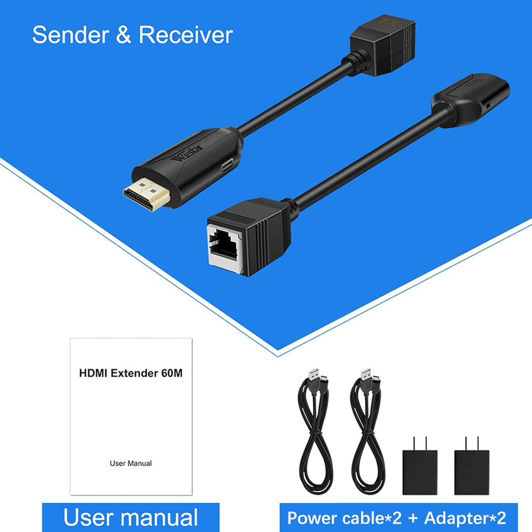 Wiistar Extensor HDMI sobre Cat5e/6 HDMI a RJ45 Extensor