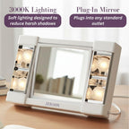 JERDON Espejo de maquillaje iluminado con aumento 3X - Blanco - J1010