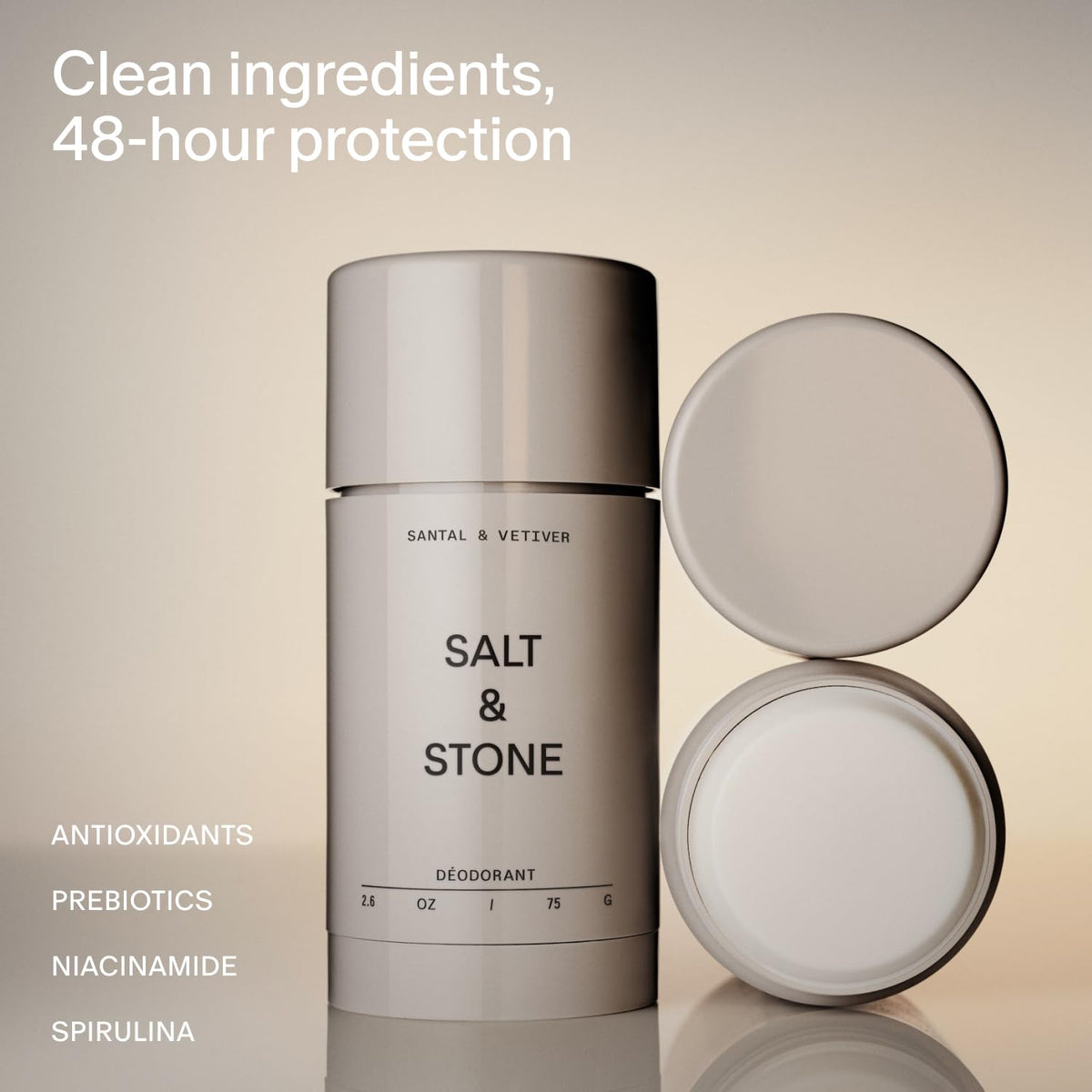 SALT &amp; STONE Desodorante sin aluminio | Protección extra fuerte...