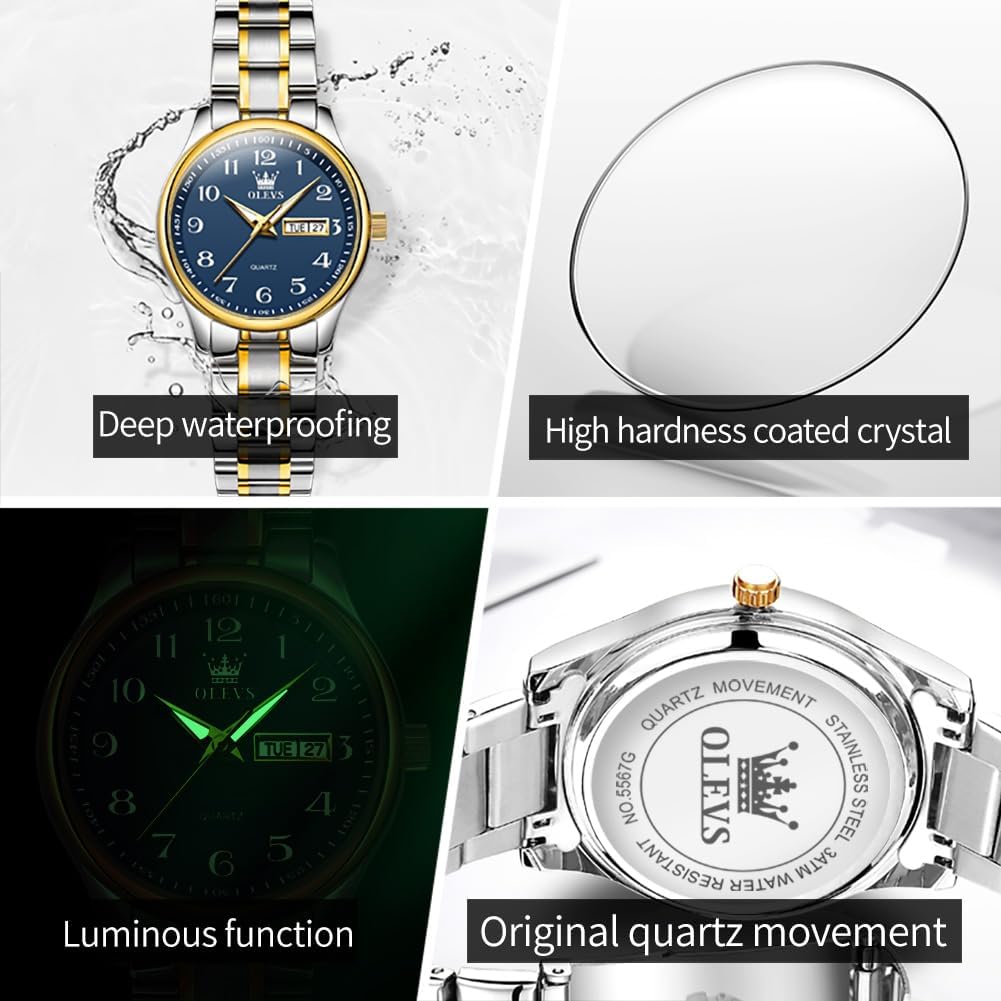 OLEVS Reloj de Lujo para Mujeres, Modo Pequeño de Muñeca, Acero Inoxidable, Reloj para Damas, Calendario