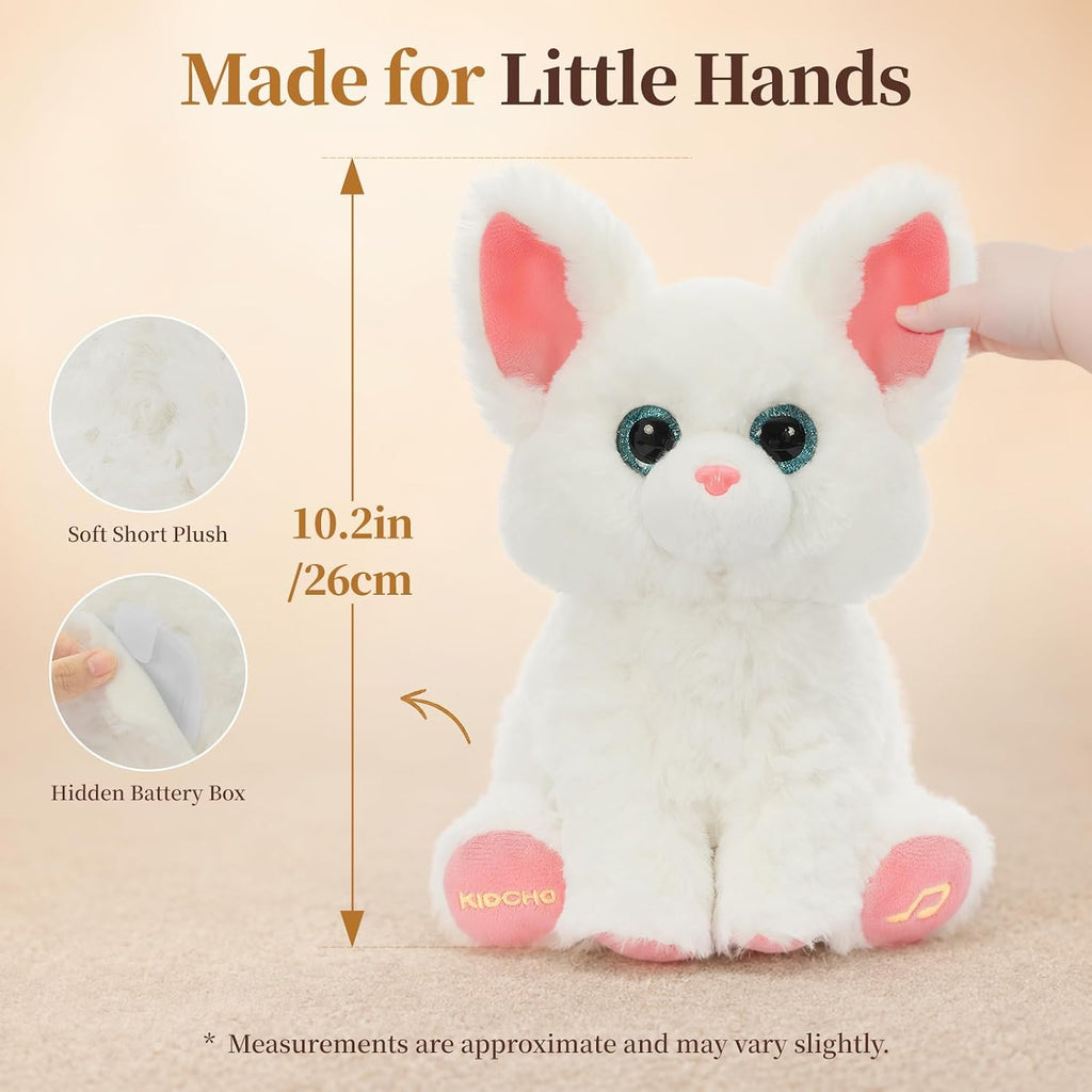 Juguete de peluche blanco del gato, 10" juguete musical interactivo