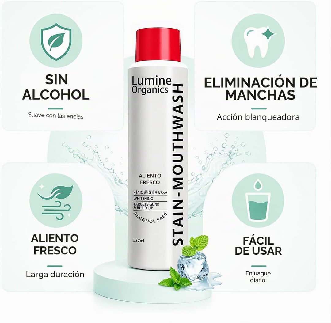 Lumine Organics Enjuague bucal, enjuague bucal blanqueador Lumine O...