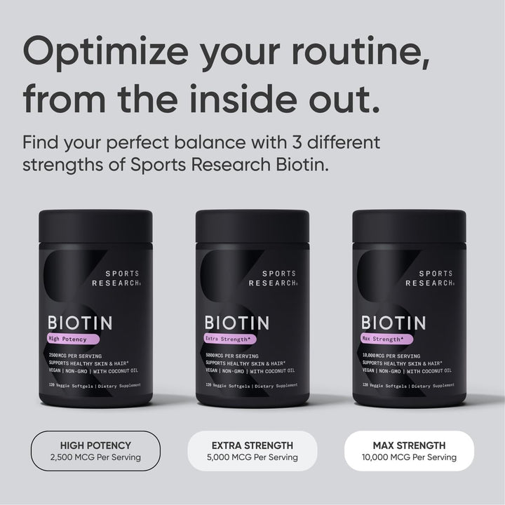 Biotin (alta potencia) 5000 mcg por cápsula vegetariana; mejorada c...