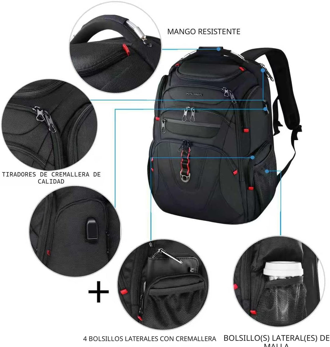 KROSER Mochila para laptop compatible con TSA de 17.3 pulgadas XL,...