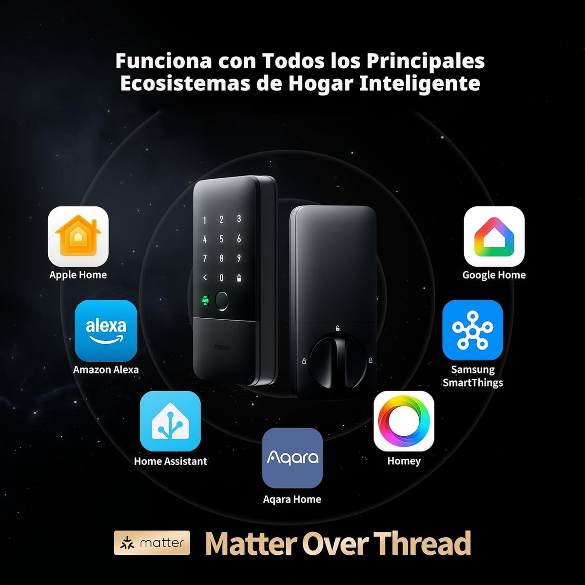 Cerradura inteligente Aqara UWB U400, Apple Home Key, Cerrojo con huella digital, Negro