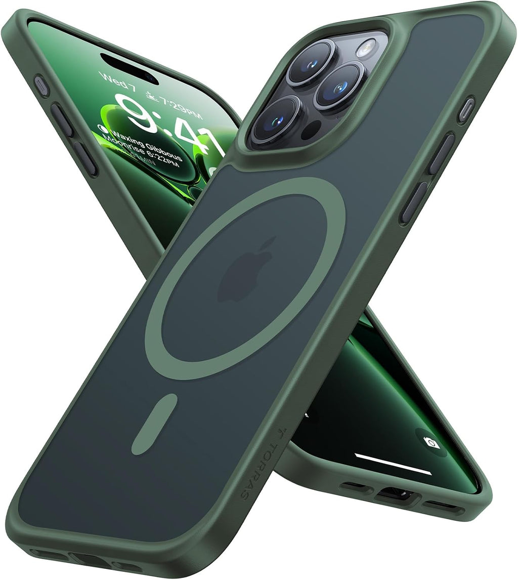 TORRAS Funda magnética a prueba de golpes para iPhone 15 Pro, grado mil