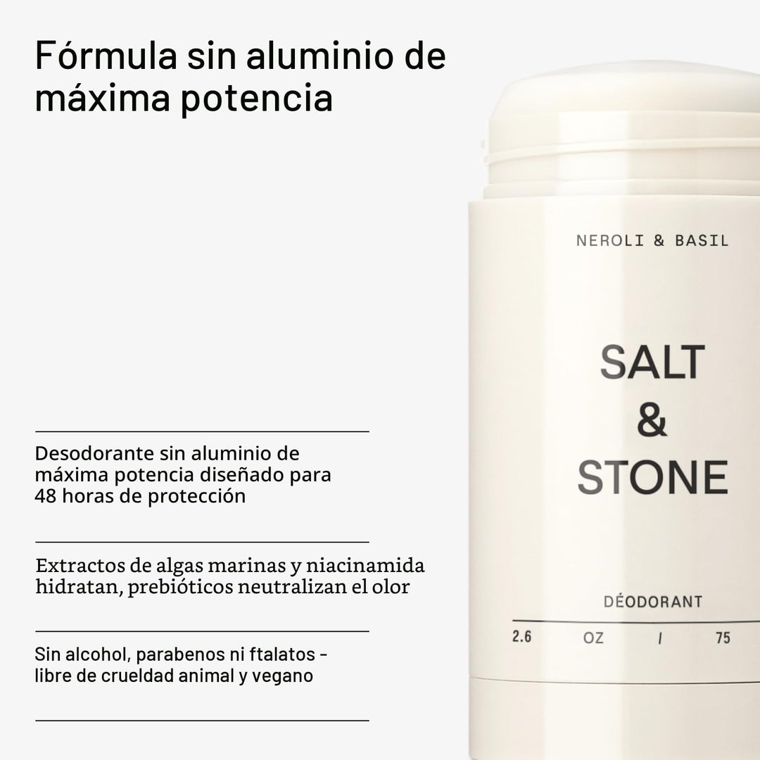 SALT &amp; STONE Desodorante sin aluminio | Protección extra fuerte...
