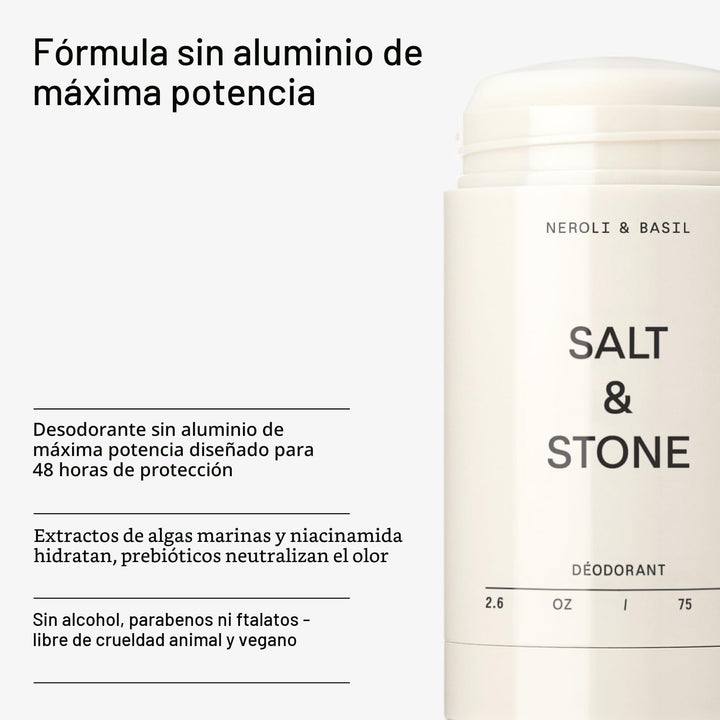SALT &amp; STONE Desodorante sin aluminio | Protección extra fuerte...