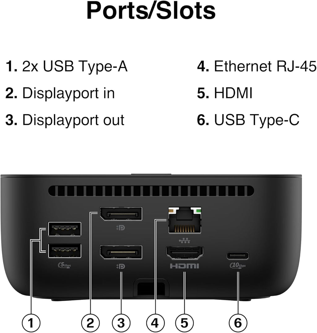 HP USB-C 100W G6, estación de acoplamiento con entrega de potencia de 100 W, paquete de 1 unidad