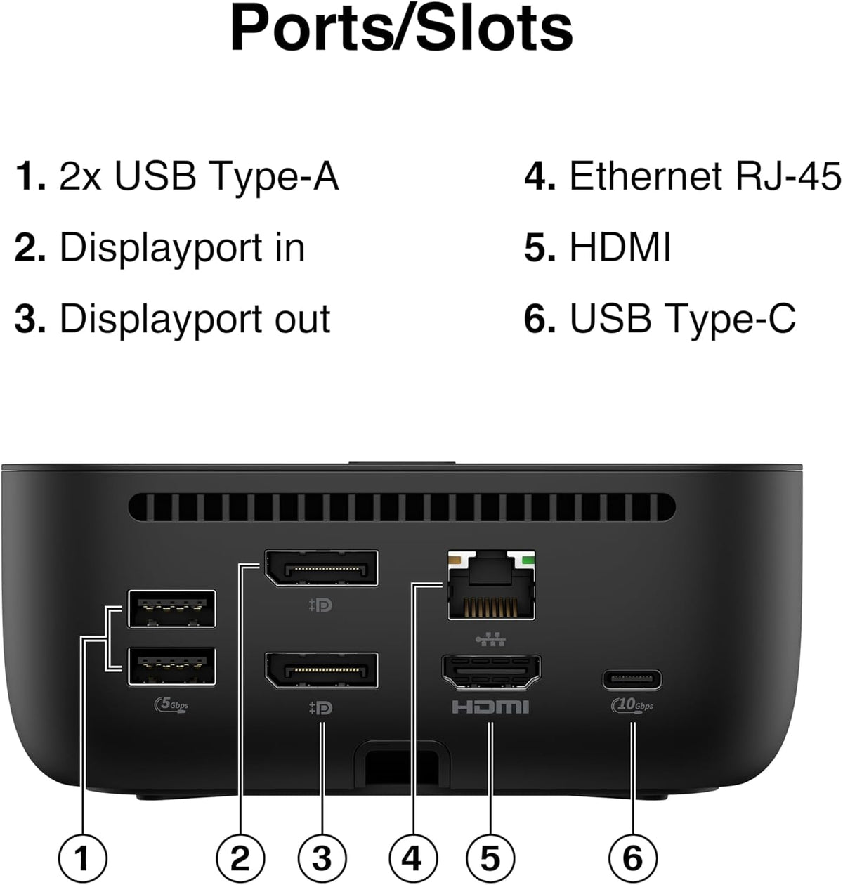 HP USB-C 100W G6, estación de acoplamiento con entrega de potencia de 100 W, paquete de 1 unidad