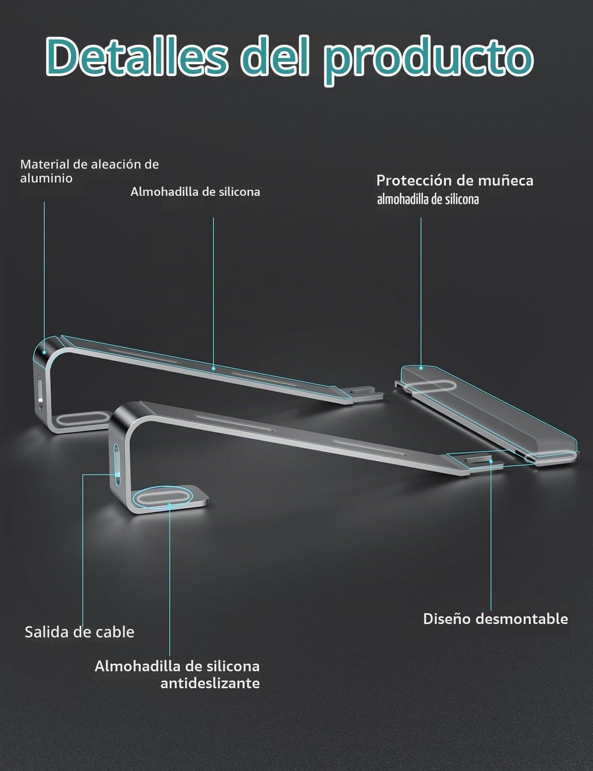JCZT Soporte de aluminio para laptop, soporte para portátil con rep...