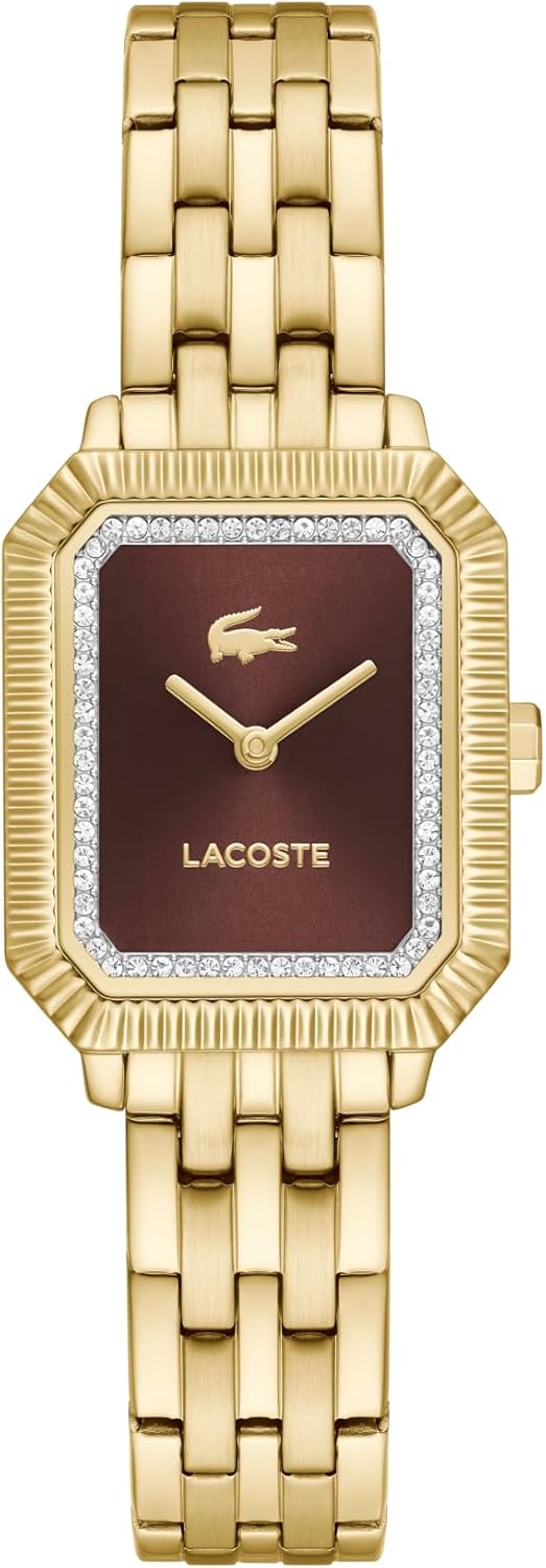 Lacoste Reloj de pulsera o correa de cuero de cuarzo Parisienne para mujer, 0.866 in