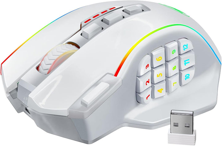 Redragon Ratón inalámbrico para juegos, ratón para juegos MMO UP 16...