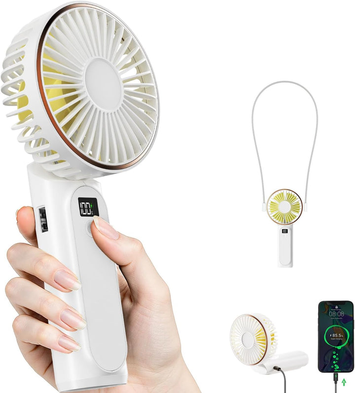 TUNISE Ventilador de Mano Portátil, Ventilador Portátil Recargable,...