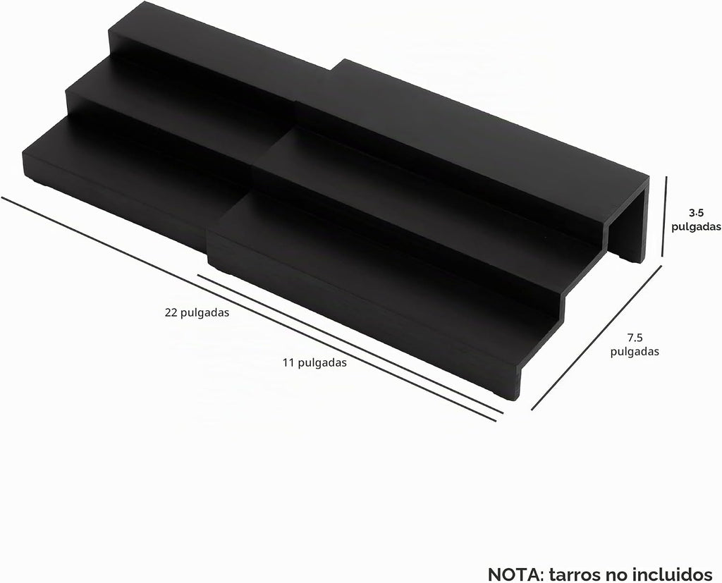Organizador de especias expandible de 3 niveles, color negro