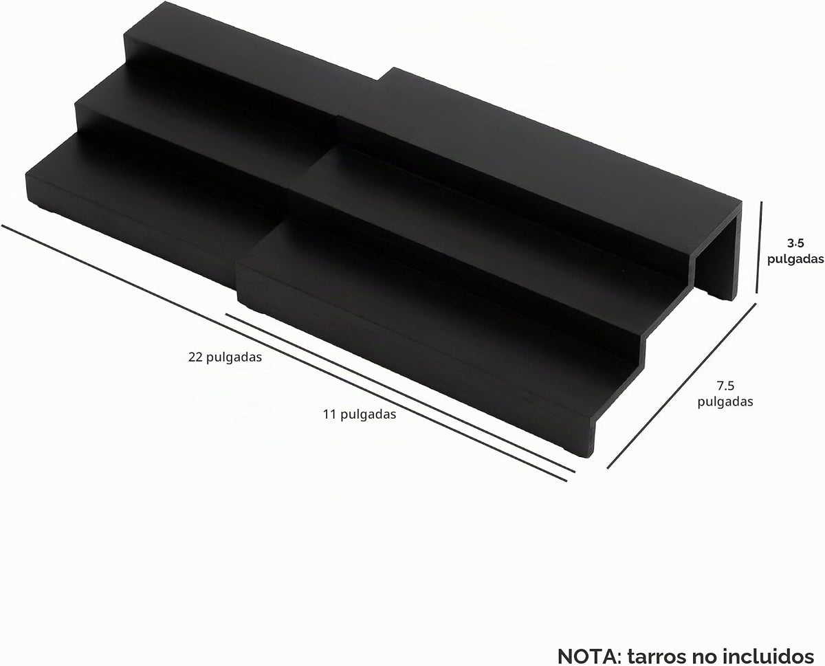 Organizador de especias expandible de 3 niveles, color negro