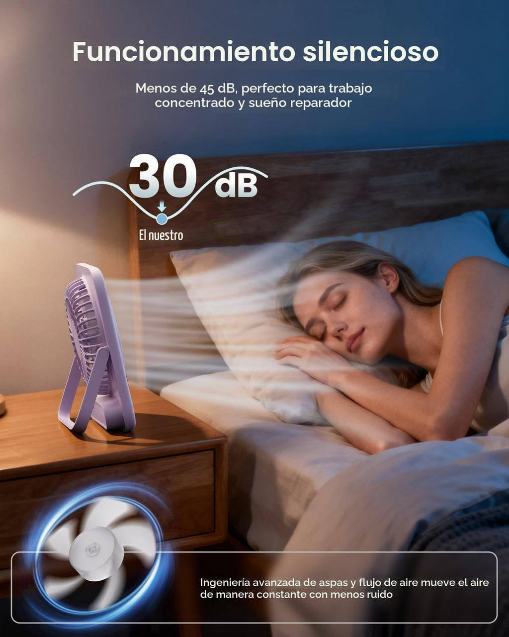 Otlonpe Ventilador de escritorio personal portátil alimentado por b...