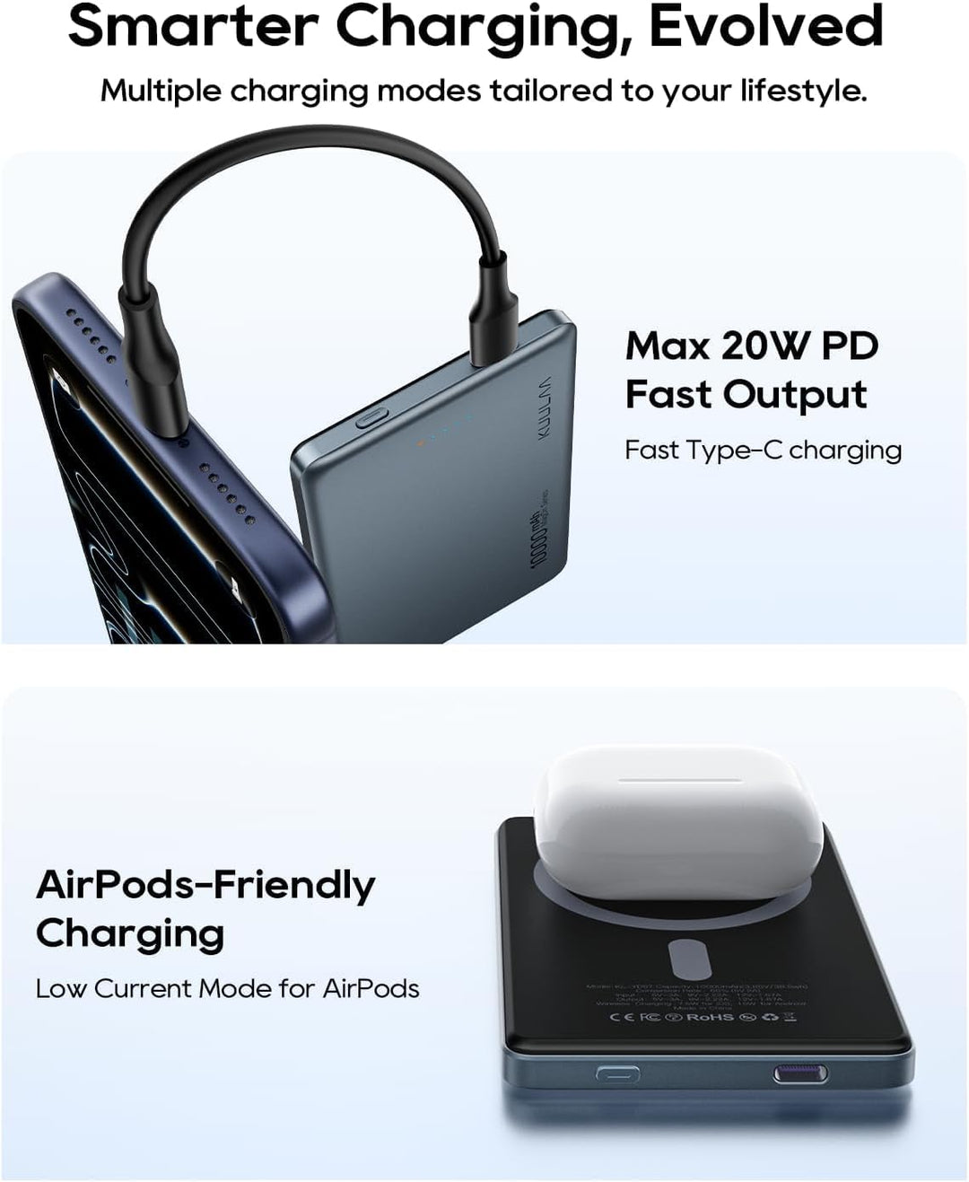 Kuulaa Cargador portátil magnético de 10000 mAh, batería Magsafe de...