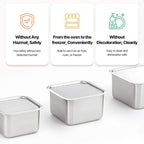 CuBE High 3Pcs Set de Contenedores de Acero Inoxidable para Alimentos con Tapa y 3 Accesorios de Cocina en Red Premium de Corea del Sur, Apto para Lavavajillas