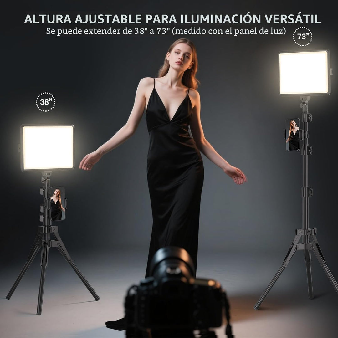 Paquete de 2 luces LED de video, luz NiceVeedi Studio, kit de ilumi...