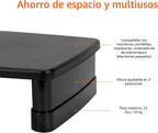 Amazon Basics Soporte elevador de monitor de altura ajustable con organizador de almacenamiento, diseño apilable de 3 niveles, plástico ABS duradero, soporta hasta 22 libras