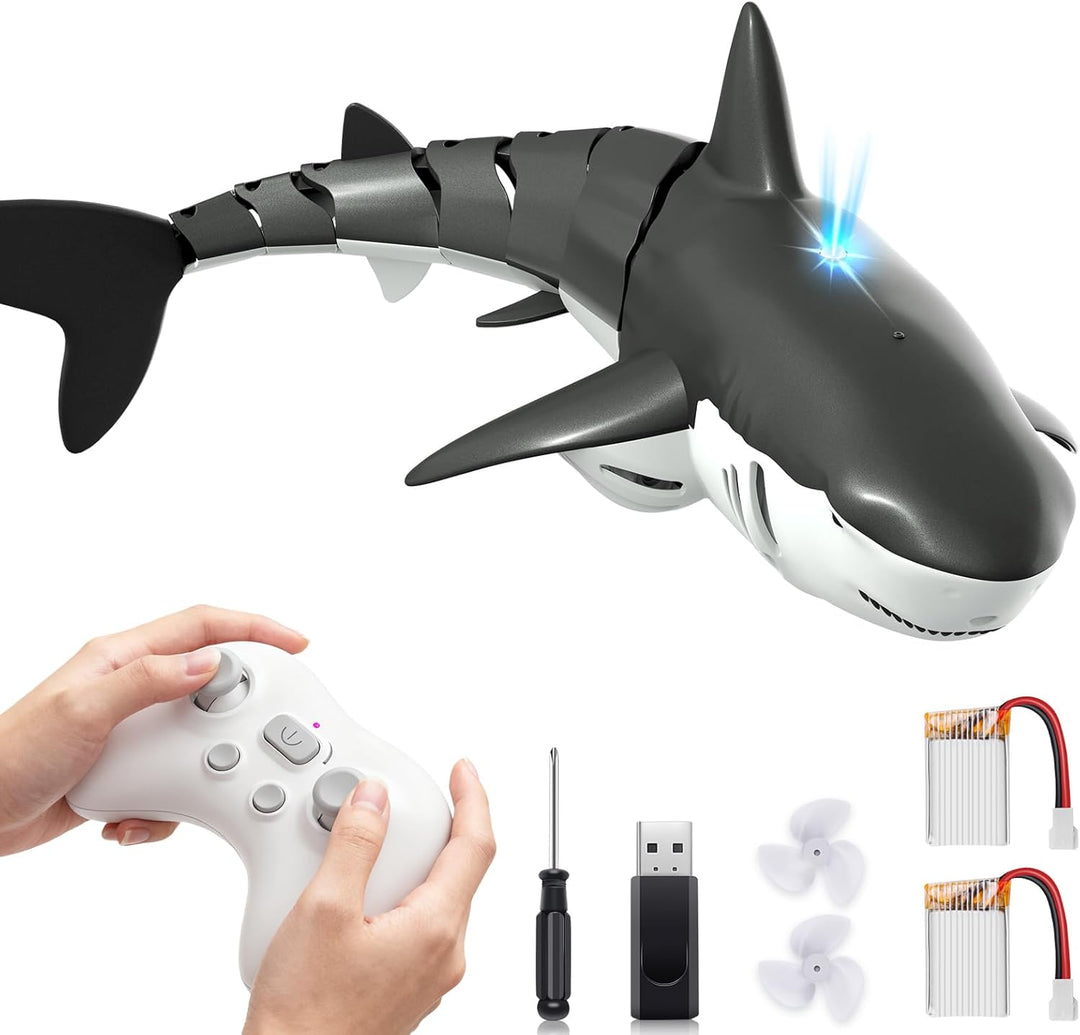 Playtigo Juguetes de piscina de tiburón con control remoto de 2.4 G...