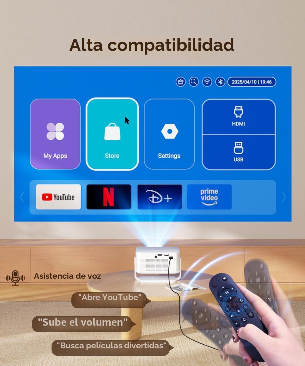 Miniproyector inteligente 2026 compatible con 4K y 8K, portátil con...