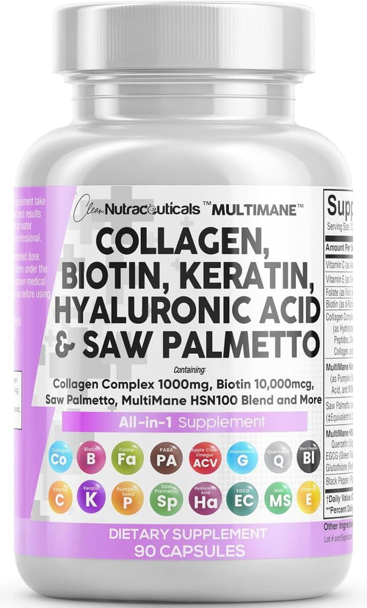 Clean Nutraceuticals Píldoras de Colágeno 1000mg Biotina 10 000 mcg...