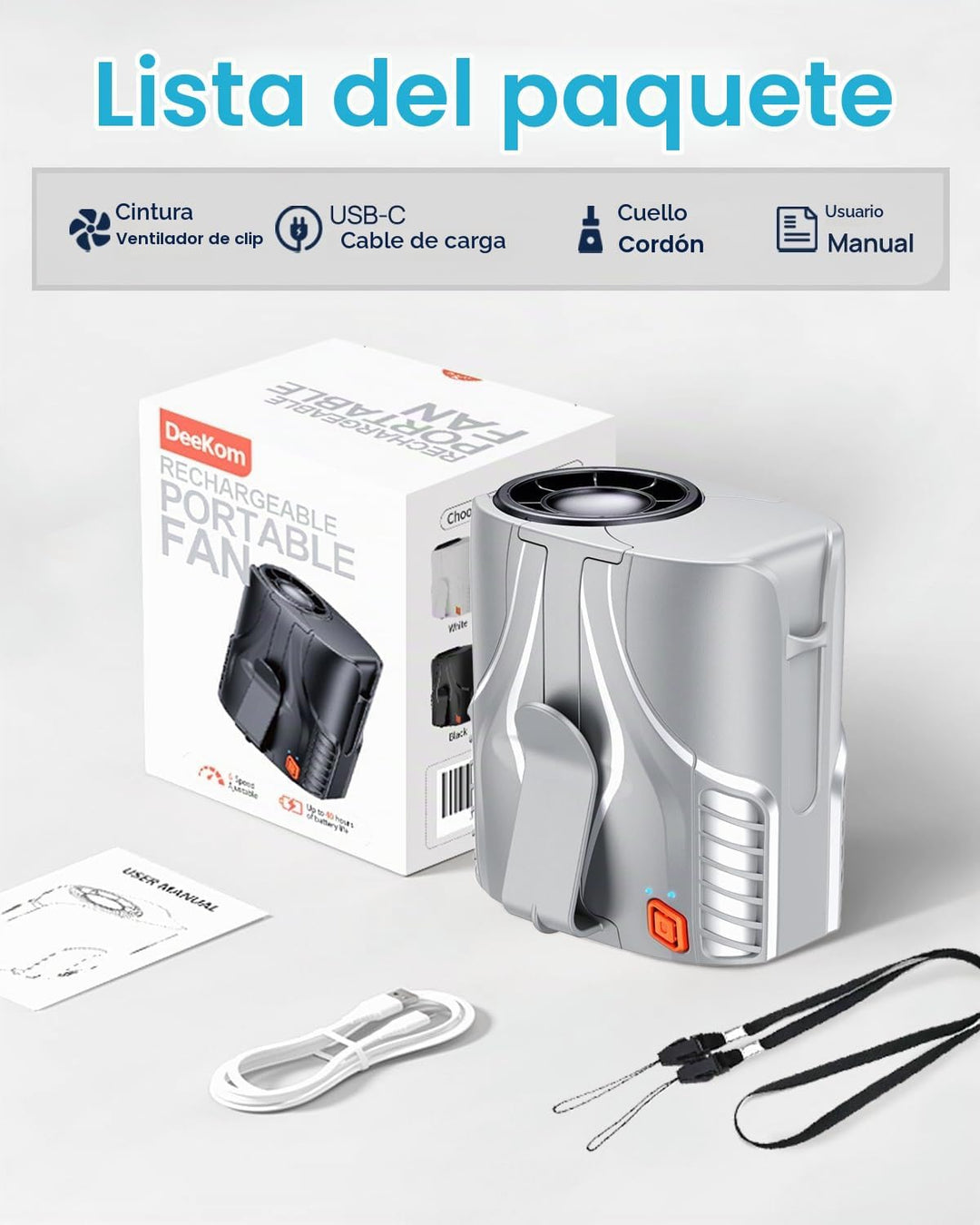 DeeKom 2025 Ventilador de cintura portátil personal y ventilador de...