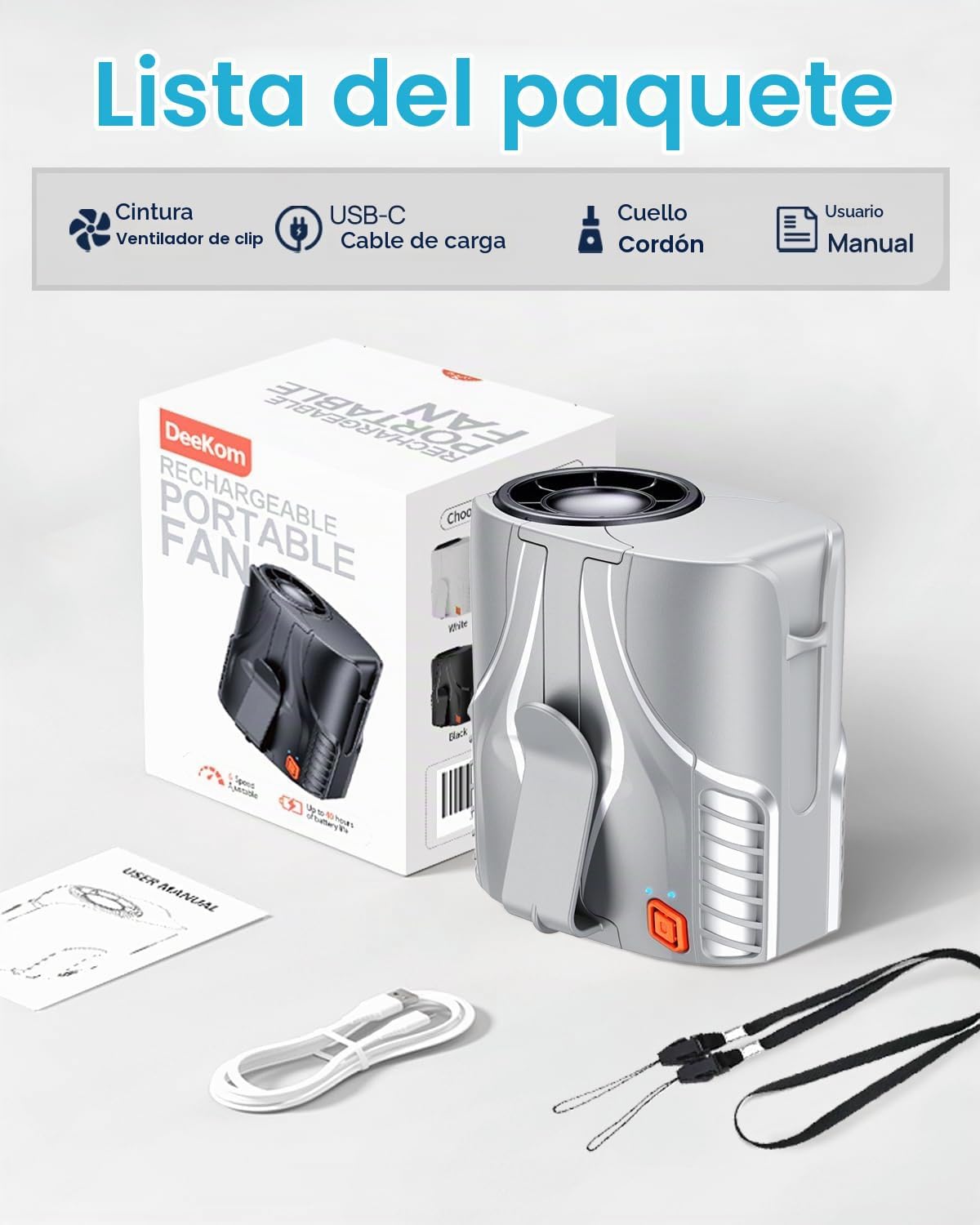 DeeKom 2025 Ventilador de cintura portátil personal y ventilador de...