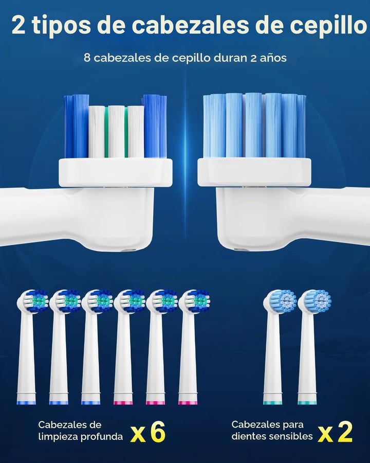 MCUDKIK Cepillo de dientes eléctrico giratorio para adultos, 8 cabe...