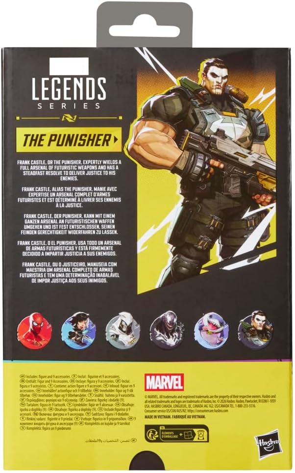 Marvel Legends Series Marvel Rivals The Punisher, figura de acción coleccionable inspirada en videojuegos de 6 pulgadas