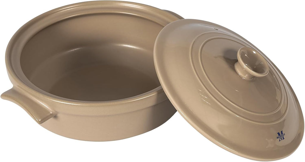 Magnifique - Olla de franela de 5 cuartos de galón con tapa, olla de arcilla natural para cocinar, cacerola no tóxica sin PFAS para horno y estufa, horno holandés para cocción lenta, hornear y servir