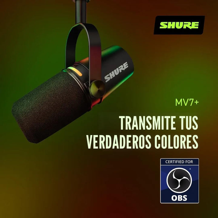 Shure MV7+ - Micrófono dinámico para podcasts, certificado OBS, aud...