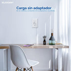 ELEGRP Tomacorrientes USB, toma de pared de 20 amperios con 3 puertos USB, enchufes de puertos USB C duales, receptáculos de salidas USB resistentes a manipulaciones TR, placa de pared incluida