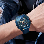 OLEVS Relojes para Hombre Casual Lujo Cara Grande Cronógrafo Multifuncional Relojes de Hombre Correa de Silicona/Nylon Duradera 3 ATM Resistente al Agua Reloj de Hombre Fecha Fase Lunar Reloj