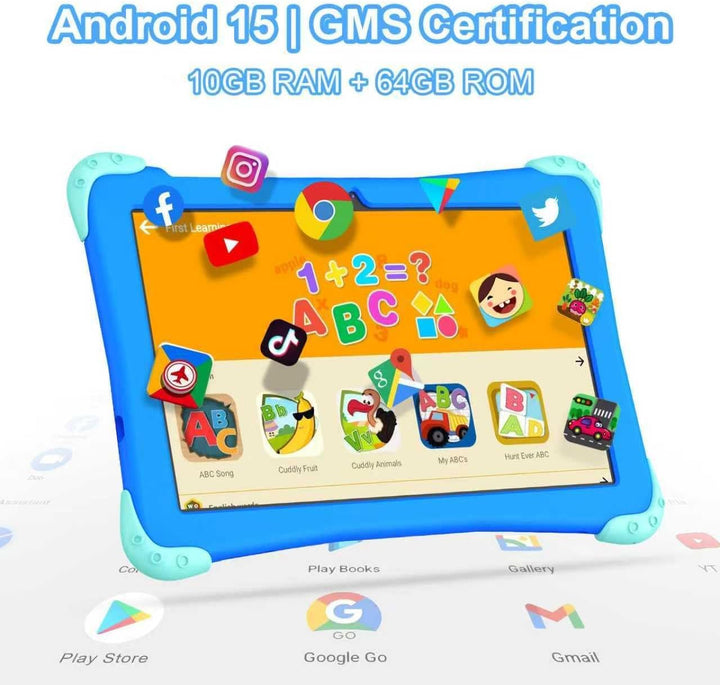 Tableta para niños Fivahiva de 10 pulgadas, tableta Android 15 para...