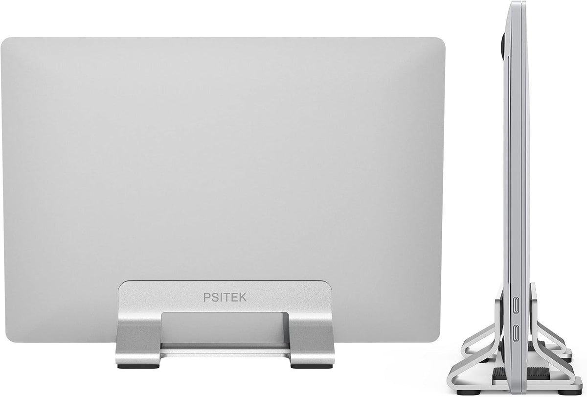 Psitek Soporte vertical de aluminio para laptop, soporte de acoplam...