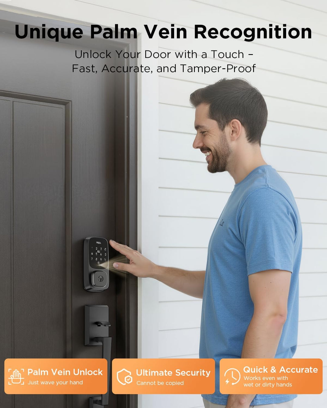 TCL Smart Lock D1 Pro, cerradura de puerta con reconocimiento de ve...