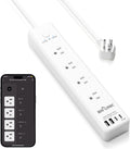 BN LINK tira de alimentación inteligente, protector contra sobrecargas con 4 tomas inteligentes controladas individualmente, 4 USB (incl. USB-C de 20W), compatible con Alexa y Google Home