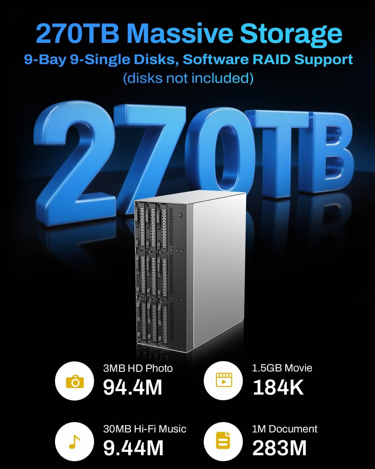 TERRAMASTER Caja para disco duro D9-320 - 9 bahías USB 3.2 Gen2 10G...