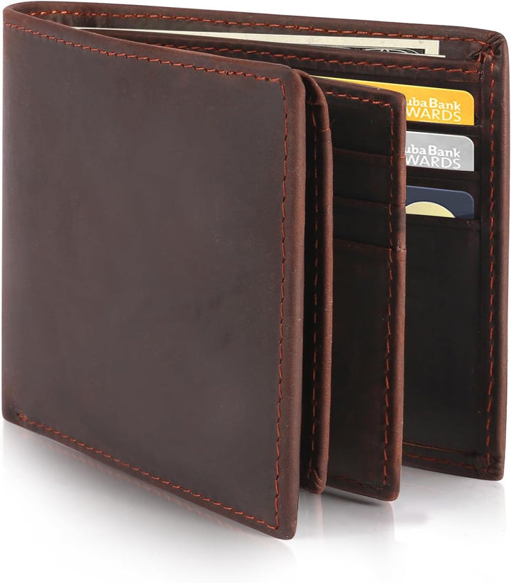 Billetera de cuero plegable para hombre, de gran capacidad, bloqueo...